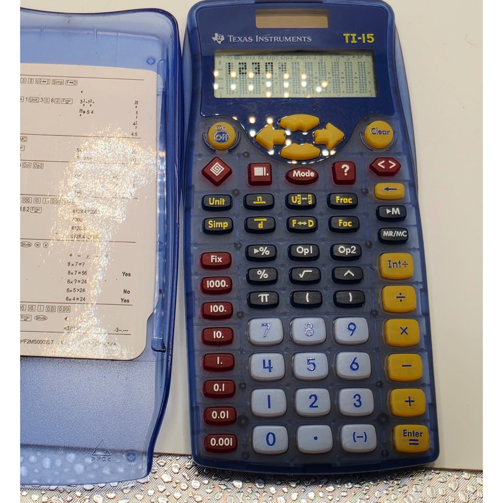Texas Instruments TI-15 Explorer Translucent Blue Elementary Calculator w/ Cover